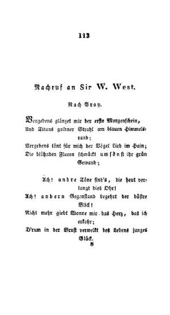 Nachruf an Sir W. West.
