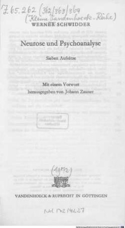 Neurose und Psychoanalyse : sieben Aufsätze
