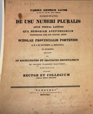 De usu numeri pluralis apud poetas Latinos : (Progr. v. Schulpforte)