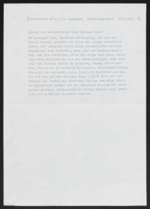 Brief von Gerhart Hauptmann an Hermann Bahr