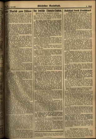 Zweite Ausgabe vom Freitag, den 24. Juli 1936.
