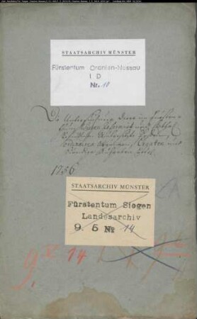 Aufstellung der ausgesetzten Legate und Pensionen, Abgänge und ausgesetzten Posten im Fürstentum Nassau-Siegen