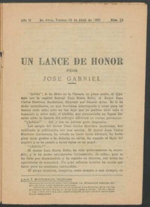 1920006900: Un lance de honor