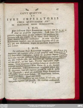Caput Quartum De Iure Imperatoris Circa Quaestionem An? In Electione Regis Romanorum.