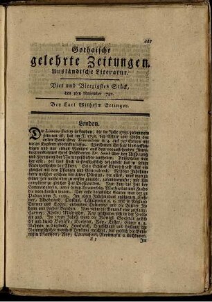 Vier und Vierzigstes Stück, den 3ten November 1792.