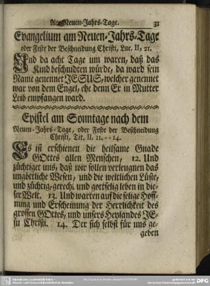 Epistel am Sonntage nach dem Neuen-Jahrs-Tage, oder Feste der Beschneidung Christi