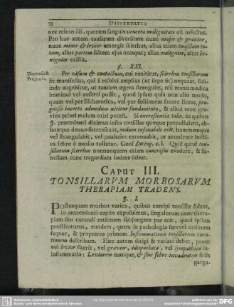 Caput III. Tonsillarum Morbosarum Therapiam Tradens