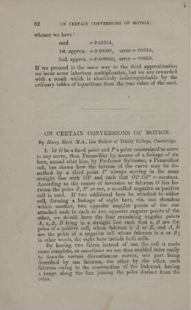 On certain conversations of motion.