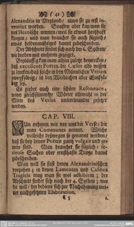 Cap. VIII. [Von denen Versibus Communibus]