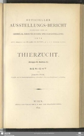 Gruppe 2, Sect. 2: Thierzucht : Bericht