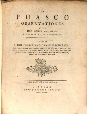 De Phasco Observationes Quibus Hoc Genus Muscorum Vindicatur Atque Illustratur