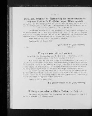 Verfügung, betreffend die Übermittlung von Ersuchungsschreiben nach dem Ausland in Strafsachen wegen Mädchenhandels