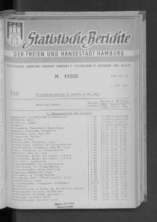 Einzelhandelspreise in Hamburg im Mai 1957 : Lfd. Nr. 15