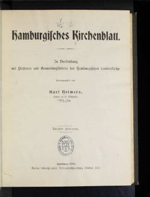 2.1905: Hamburgisches Kirchenblatt