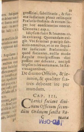 Cap. III. De diuino Officio, & ieiunio, & qualiter fratres debeant ire per mundum.