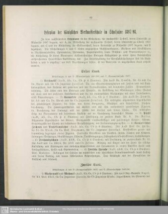 Lehrplan der Königlichen Werkmeisterschule