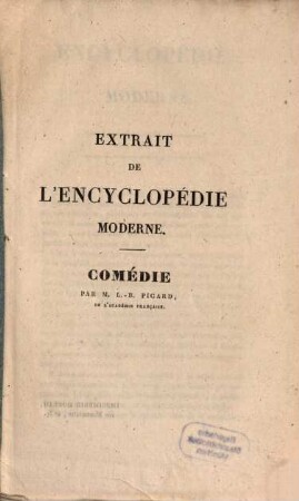 Sur la Comédie : Extrait de l'Encyclopédie moderne