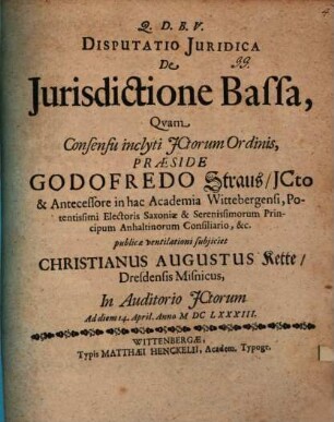Disp. iur. de iurisdictione bassa