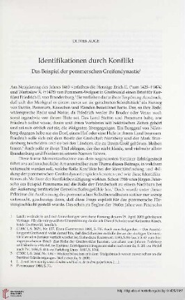 Identifikation durch Konflikt. Das Beispiel der pommerschen Greifendynastie