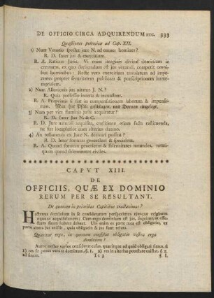 Caput XIII. De Officiis, Quae Ex Dominio Rerum Per Se Resultant.