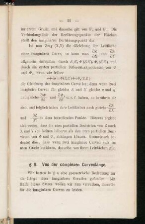 § 9. Von der complexen Curvenlänge