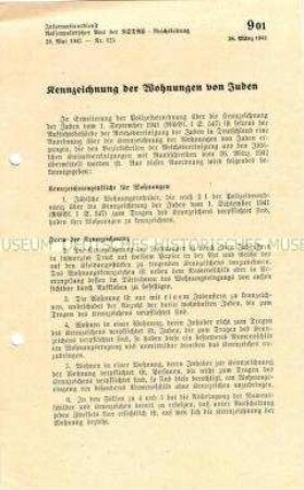 Informationsblatt des Rassenpolitischen Amtes der NSDAP zur Kenzeichnungspflicht der Wohnung von Juden