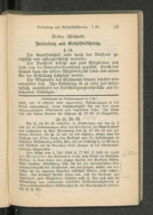 Dritter Abschnitt. Vertretung und Geschäftsführung.