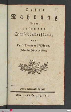 Erste Nahrung für den gesunden Menschenverstand