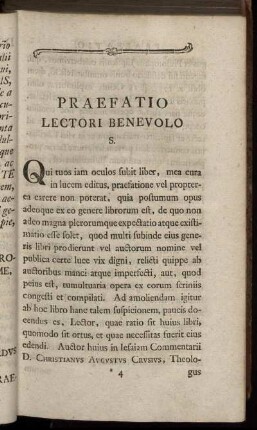 Praefatio Lectori Benevolo S.