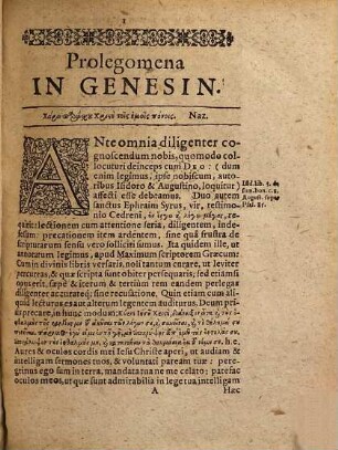 In Prophetarum omnium Oceanum, sive Genesin Sacram Mosaicam Ex antiquitate puriore magna parte erutus Commentarius Christophori Pelargi, Doctoris Ac Professoris Academiae Francofurtanae ...