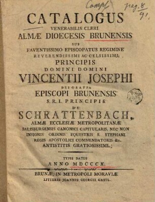 Catalogus venerabilis cleri Dioecesis Brunensis. 1810