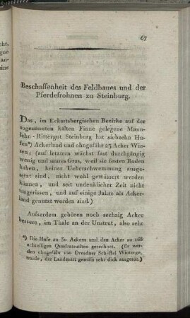 Beschaffenheit des Feldbaues und der Pferdefrohnen zu Steinburg