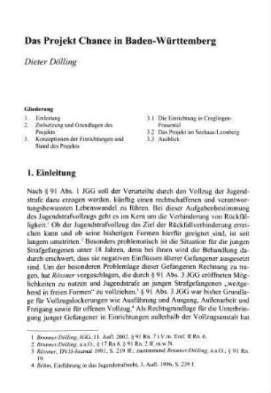 99-108, Das Projekt Chance in Baden-Württemberg