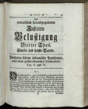 Insecten-Belustigung Vierter Theil. Fünfte Tabelle [bis] Zehende Tabelle.