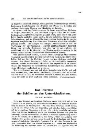 Das Interesse der Schüler an den Unterrichtsfächern