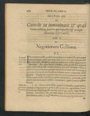 Cap. I. De Negotiorum Gestione.