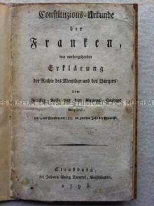 Deutsche Ausgabe der Französischen Verfassung mit der Erklärung der Menschenrechte
