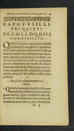 Caput VIII. Libri Quinti De Colloquiis Sacris Privatis.