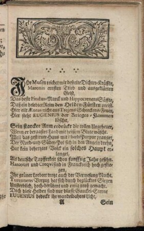 Ihr Musen reichet mir beseelte Dichter-Kräffte,...