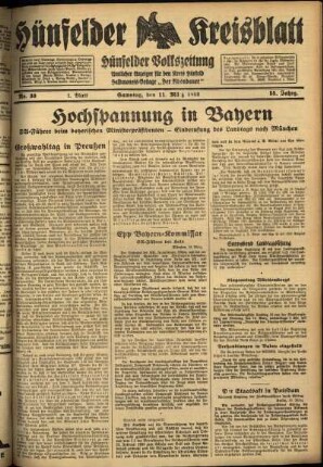 Erste Ausgabe vom Samstag, den 11. März 1933.