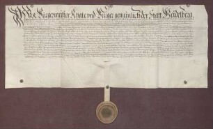 Huldigung der Stadt Heidelberg gegenüber Kurfürst Ludwig VI. von der Pfalz.