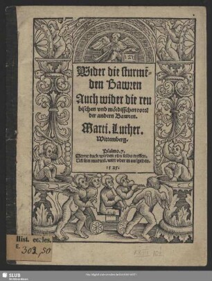 Wider die sturme[n]den Bawren Auch wider die reubischen vnd moerdisschen rotte[n] der andern Bawren.