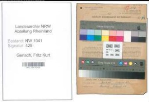 Entnazifizierung Fritz Kurt Gerlach , geb. 07.10.1903 (Zollsekretaer)