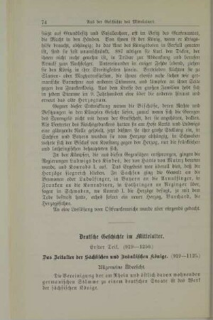 Deutsche Geschichte im Mittelalter. Erster Teil. (919-1250)