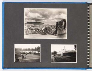 Albumseite mit drei Fotografien : Album mit Fotografien Erich Hellers von einem Betriebsausflug 1960 nach Annaberg. Kunstledereinband mit Spiralbindung,geprägt, z. T. Goldprägung; 23 x 31 x 2 cm (23 x 31 x 2 cm). Dresden: SLUB/DF 2017.D.45