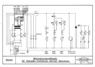 Wirkleistungsmeßgerät für Dreileiter-Drehstrom gleicher Belastung
