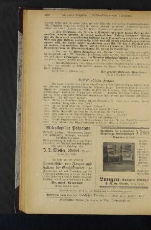 Volkskundliche Fragen.