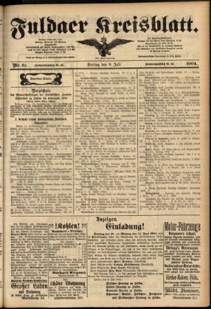 Zweite Ausgabe vom Freitag, den 08. Juli 1904.