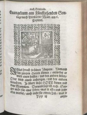 Euangelium am Fünffzehenden Sontage nach Trinitatis/ Matt. am 6. Capittel.