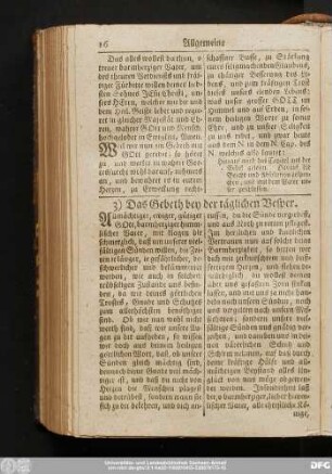 3) Das Gebeth bey der täglichen Vesper.